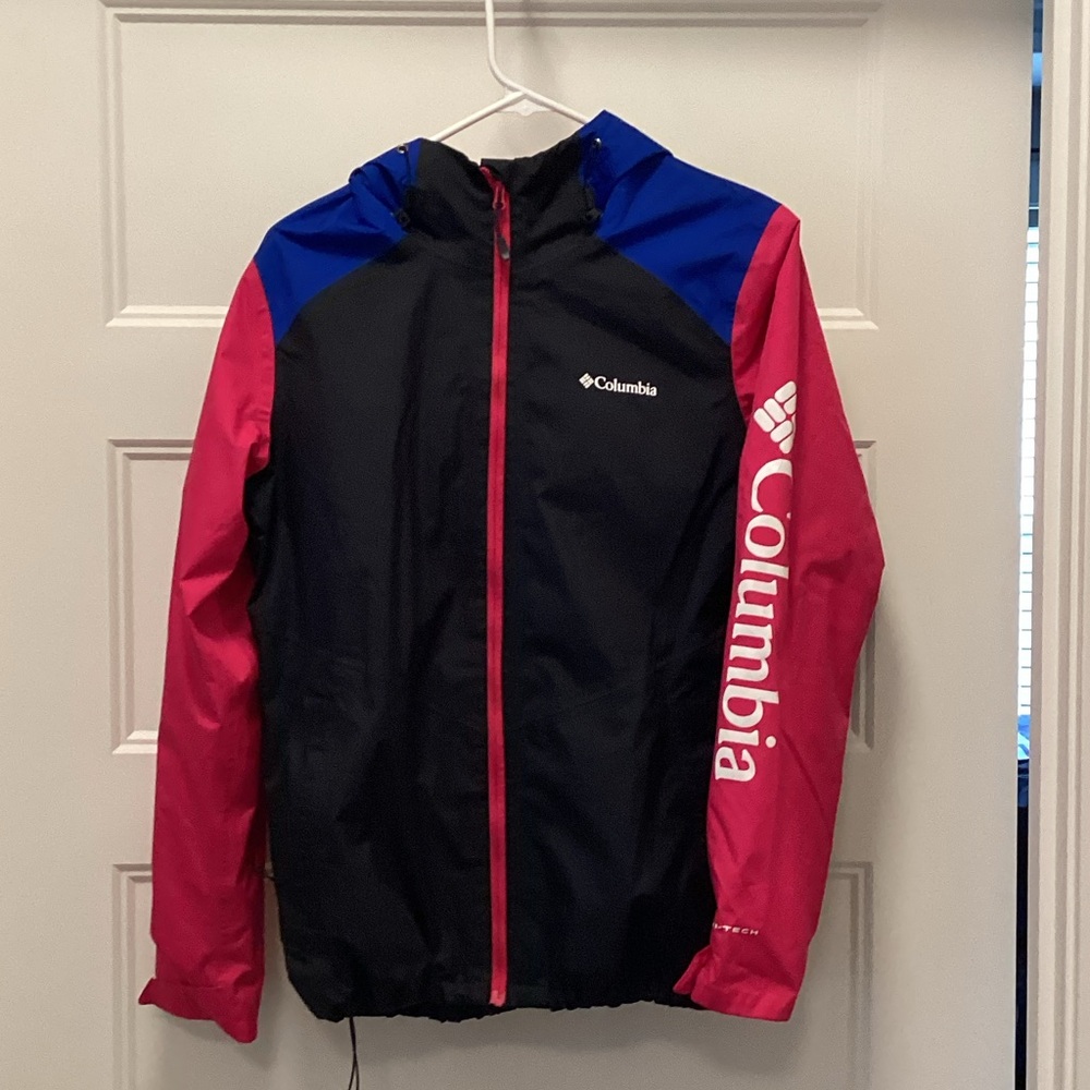 Columbia Black, Pink, and Blue Windbreaker Jacket